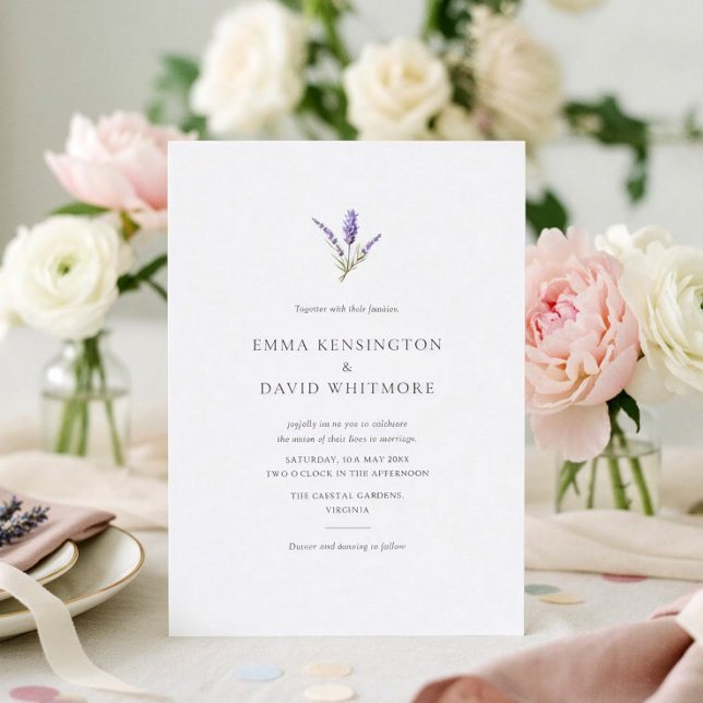 Invitation Mariage Élégant Lavande Chic Minimaliste (Créateur téléchargé)
