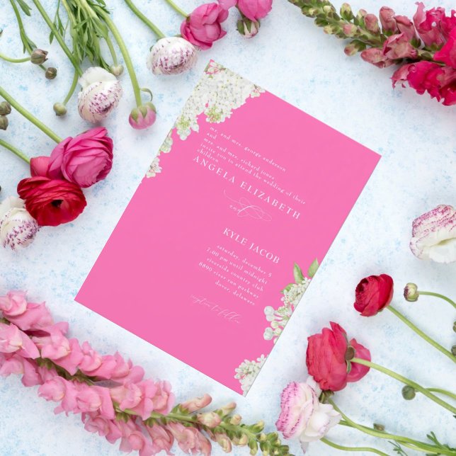 Invitation Mariage Élégant Lilas Blanc Rose Chaud (Créateur téléchargé)