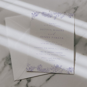 Invitation Mariage élégant lilas vintage chinoiserie