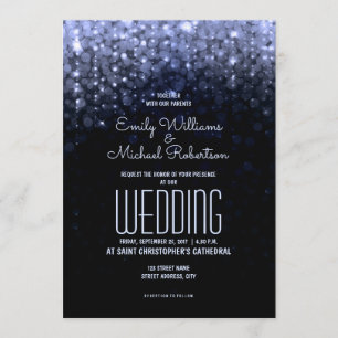 Invitation Mariage élégant Lumières bleues réserver arrière -