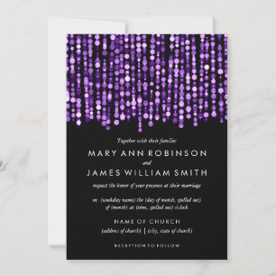 Invitation Mariage élégant Lumières violettes modernes
