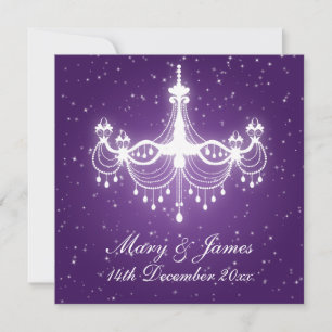 Invitation Mariage Élégant Lustre Étincelant Violet