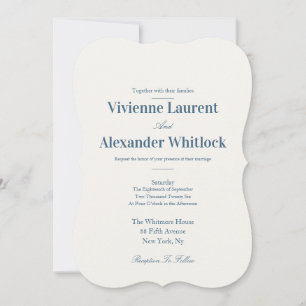 Invitation Mariage Élégant Luxueux Bleu Minimaliste Intempore
