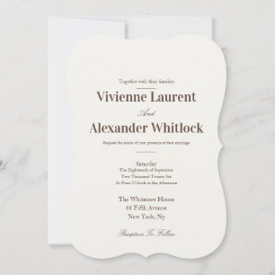 Invitation Mariage Élégant Luxueux Brun Minimaliste Intempore