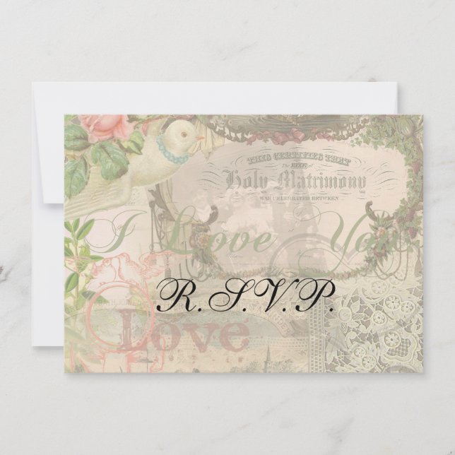 Invitation Mariage élégant Mariage Vintage Antique Vintage (Devant)