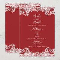 Mariage Élégant Masqué Rouge & Blanc à Dentelle