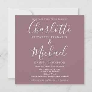 Invitation Mariage Élégant Mauve Tout En Un