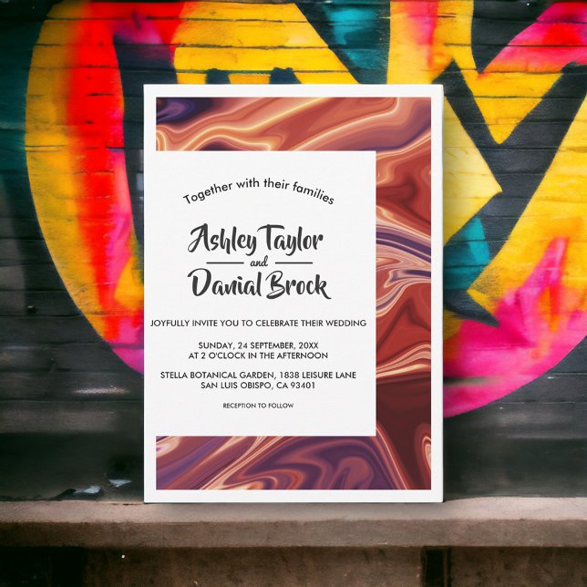Invitation Mariage élégant minimal moderne Art Abstrait (Créateur téléchargé)