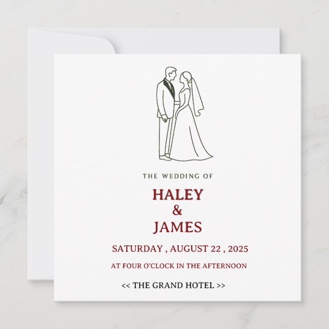 Invitation Mariage Élégant Minimaliste (Devant)
