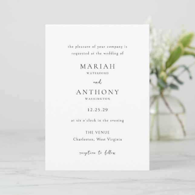 Invitation Mariage Élégant Minimaliste (Debout devant)