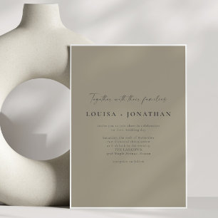 Invitation Mariage Élégant Minimaliste à l'encre olive poussi