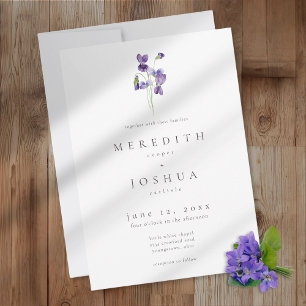 Invitation Mariage Élégant Minimaliste Aquarelle Violettes