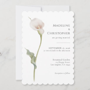 Invitation Mariage Élégant Minimaliste au Lys de Calla Blanc