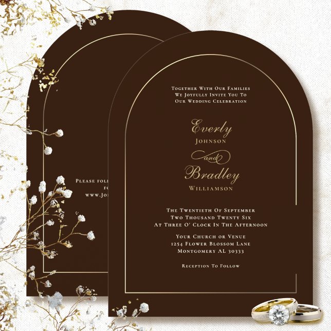 Invitation Mariage Élégant Minimaliste avec Arche en Or sur F (Créateur téléchargé)
