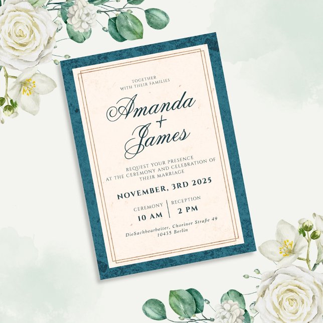 Invitation Mariage élégant minimaliste bleu (Créateur téléchargé)