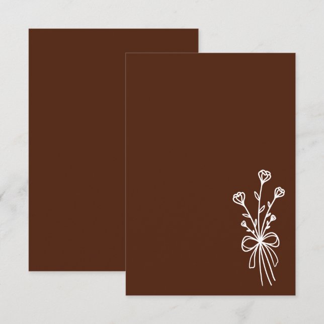 Invitation Mariage Élégant Minimaliste Brun (Devant / Derrière)