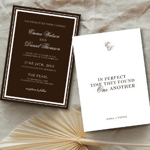 Invitation Mariage Élégant Minimaliste Citations Brun Chocola