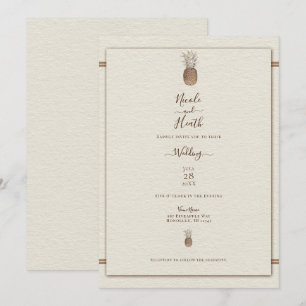 Invitation Mariage Élégant Minimaliste Crème de Ananas Vintag