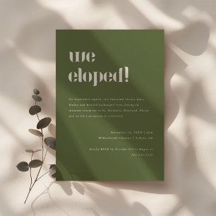 Invitation Mariage Élégant Minimaliste de Couleur Vert Olive 