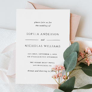 Invitation Mariage Élégant Minimaliste   Éditorial Moderne