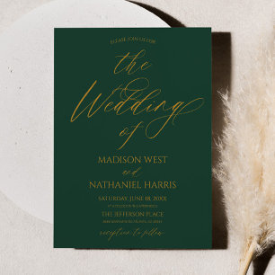Invitation Mariage Élégant Minimaliste Émeraude Vert Or