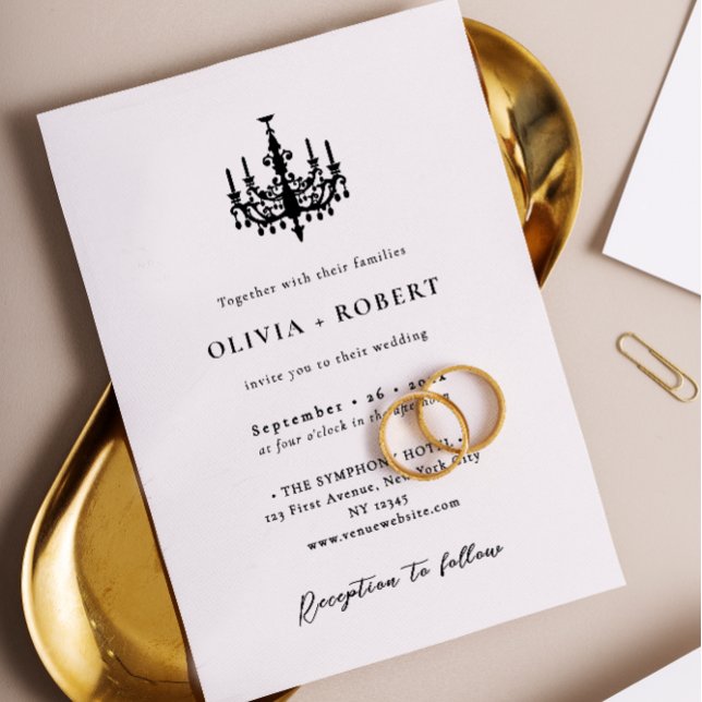 Invitation Mariage Élégant Minimaliste Lustre (Créateur téléchargé)