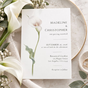 Invitation Mariage Élégant Minimaliste Lys Calla Blanc