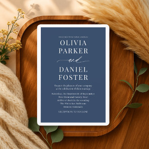 Invitation Mariage Élégant Minimaliste Moderne Bleu Marine