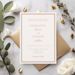 Invitation Mariage élégant minimaliste moderne or rose ivoire