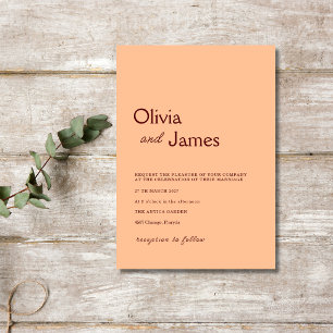 Invitation Mariage élégant minimaliste moderne Peach Fuzz