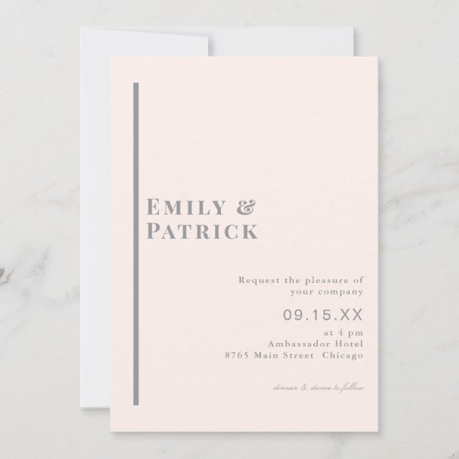 Invitation Mariage Élégant Minimaliste Moderne Simple (Devant)
