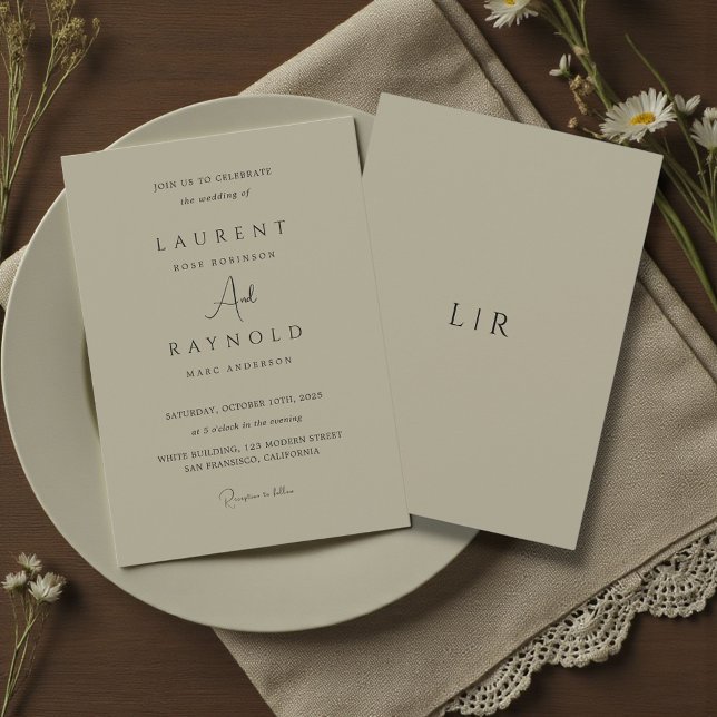 Invitation Mariage Élégant Minimaliste Moderne Taupe (Créateur téléchargé)