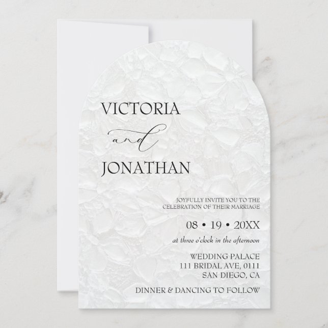 Invitation Mariage Élégant Minimaliste Noir & Blanc (Devant)