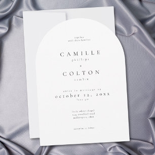 Invitation Mariage Élégant Minimaliste Noir Blanc Arch