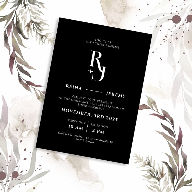 Invitation Mariage élégant minimaliste noir et blanc (Créateur téléchargé)