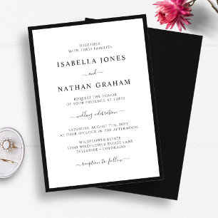 Invitation Mariage Élégant Minimaliste Noir et Blanc
