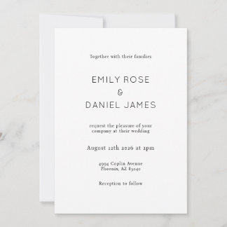 Invitation Mariage Élégant Minimaliste Noir et Blanc