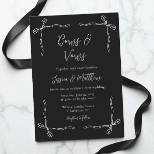 Invitation Mariage Élégant Minimaliste Noir et Blanc à Ruban