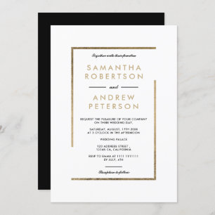 Invitation Mariage élégant minimaliste noir noir blanc