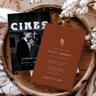 Invitation Mariage Élégant Minimaliste Photo Botanique