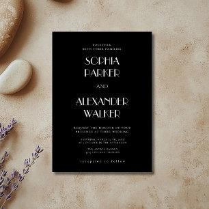Invitation Mariage Élégant Minimaliste Propre Noir & Blanc