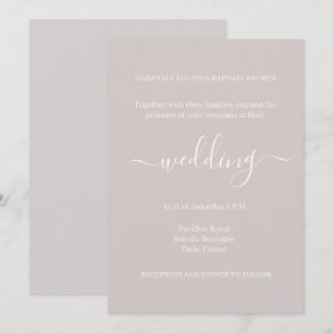 Invitation Mariage Élégant Minimaliste Rose Poussiéreux Gris 
