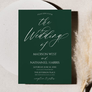 Invitation Mariage Élegant Minimaliste Vert Émeraude