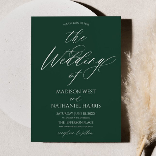 Invitation Mariage Élegant Minimaliste Vert Émeraude (Créateur téléchargé)
