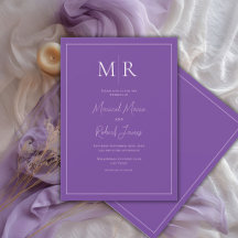 Mariage élégant moderne au monogramme violet