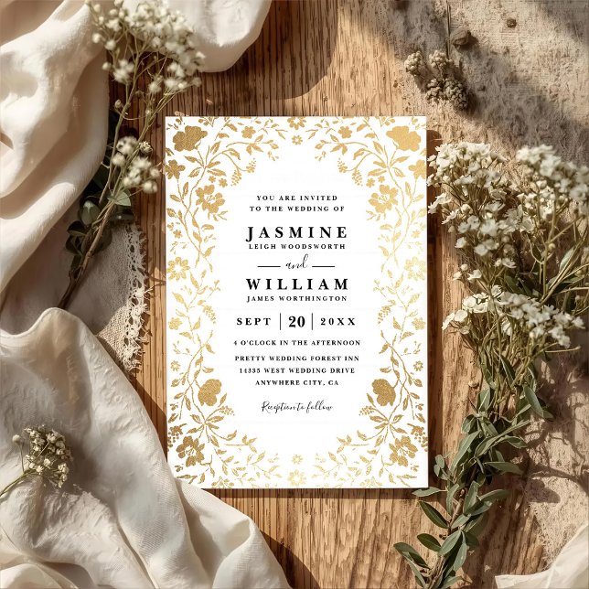 Invitation Mariage élégant moderne avec code QR de fleurs sau (Créateur téléchargé)