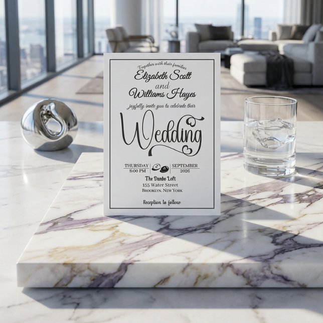 Invitation Mariage Élégant Moderne avec Code QR Photo Budget (Créateur téléchargé)