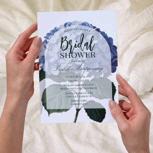 Invitation Mariage Élégant Moderne avec Hortensias Bleus