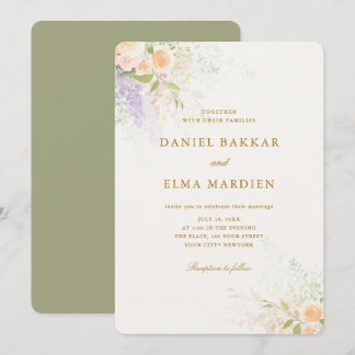 Invitation Mariage Élégant Moderne Bohème aux Fleurs Sauvages