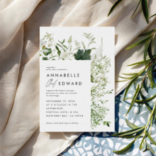 Invitation Mariage élégant moderne botanique écriture verte
